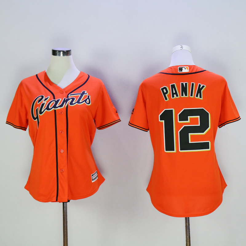 Women San Francisco Giants #12 Panik Orange MLB Jerseys->women mlb jersey->Women Jersey